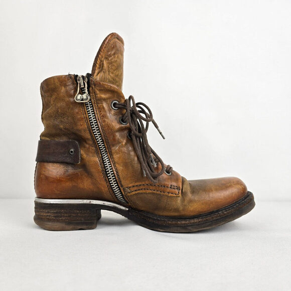 AS98 Brown Leather Strappy Ankle Boots Size 6 - Picture 2 of 12